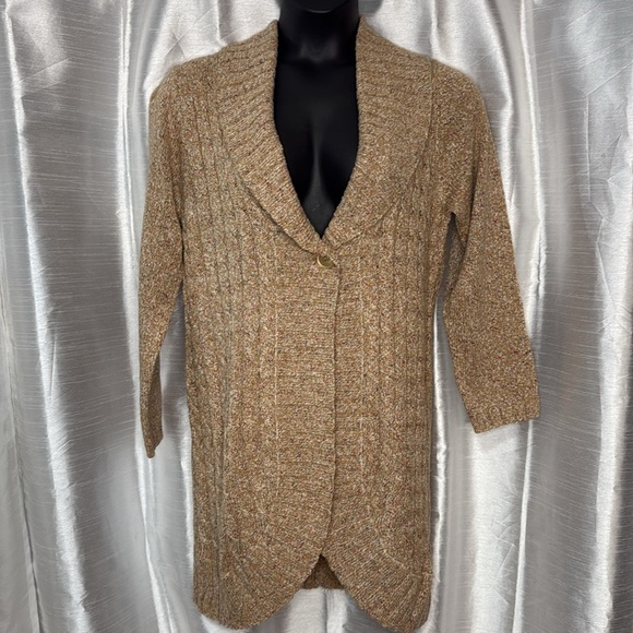 Modern Soul NWT QVC Cable Knit Acrylic Blend Speckled Long Women’s S Cardigan - Picture 2 of 8